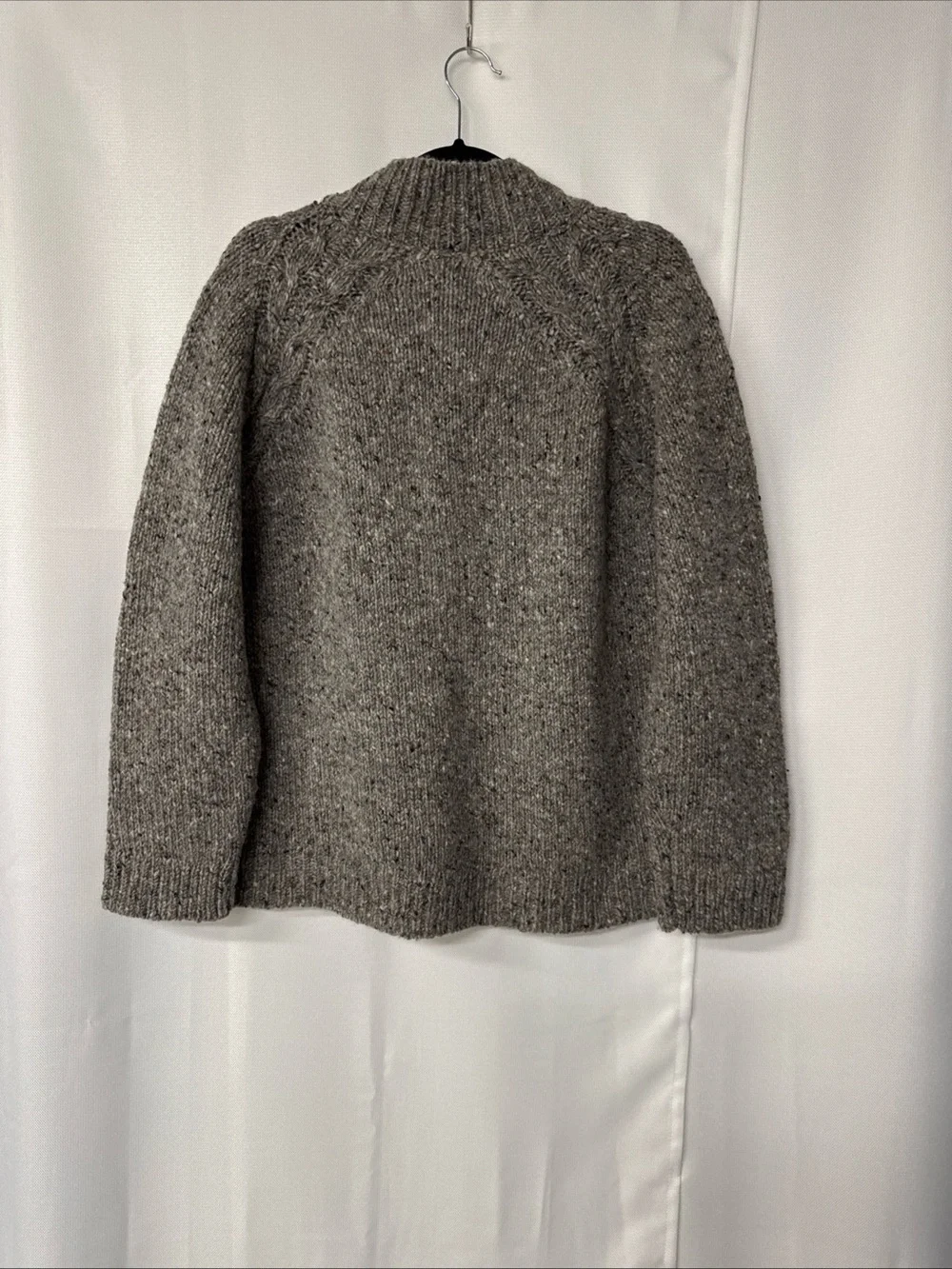 Celtic & Co. Donegal Funnel Neck Cardigan Jumper ‎ Sweater Sz M 100% Wool Gray